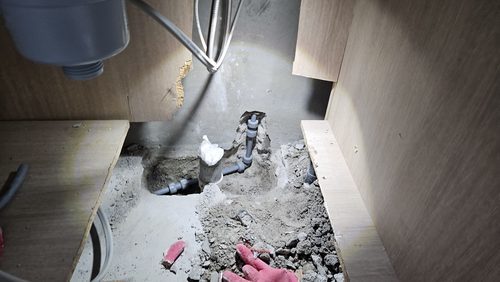 누수탐지 논현동 상가 2층 주방 위 천장 시공 후기 사진