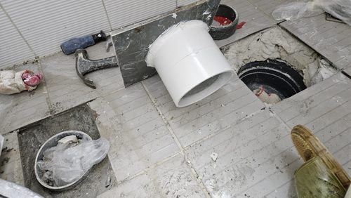 누수탐지 개포동 빌라 3층 욕실 앞 시공 후기 사진