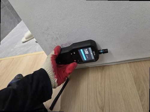 일산동구 누수탐지 벽지 얼룩 경계를 살피는 손