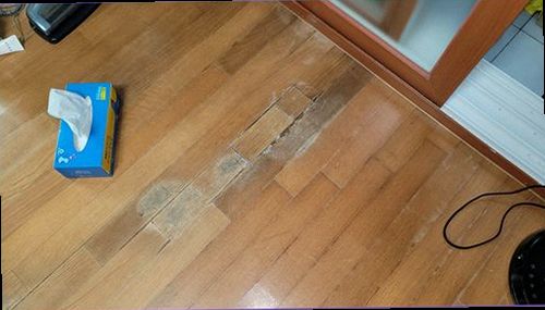 누수탐지 싱크대 하부장 내부의 물자국과 습기 상태