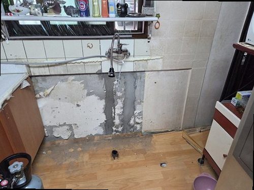 평택 누수탐지 고덕동 아파트 6층 주방 벽면 시공 후기 사진