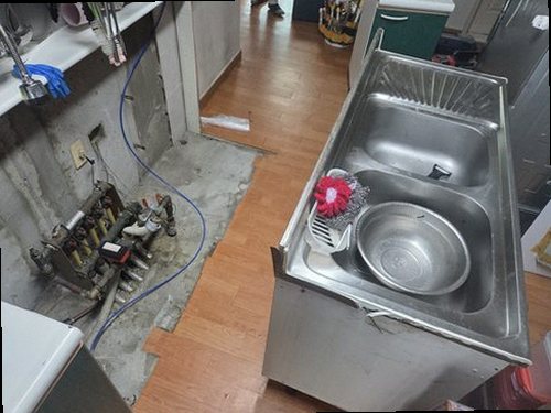 평택 누수탐지 세교동 오피스텔 8층 주방 싱크대 아래 시공 후기 사진
