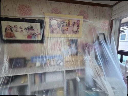 하남 누수탐지 감북동 아파트 9층 거실 벽면 시공 후기 사진
