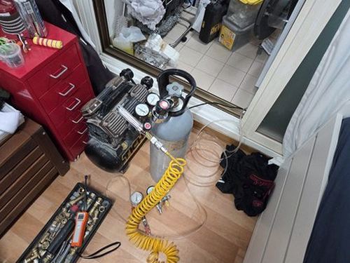누수탐지 배관 압력 시험과 수분 측정 결과를 비교한 점검 기록 화면