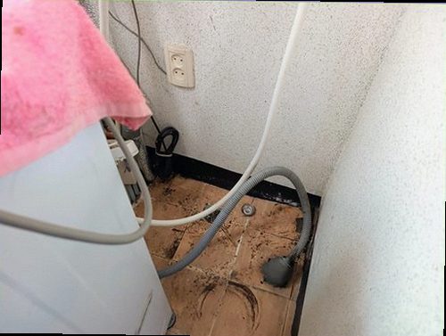 안성 누수탐지 싱크대 하부장 안쪽의 물자국과 젖은 바닥을 확인하는 모습
