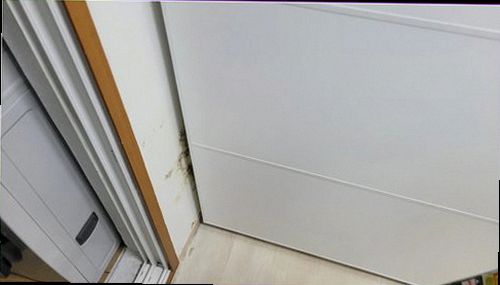 누수탐지 천장에 번진 얼룩과 물방울을 확인하는 모습