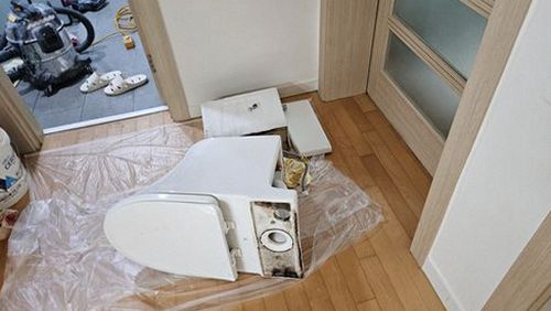 성동구 누수탐지 왕십리동 빌라 2층 욕실 문턱 시공 후기 사진
