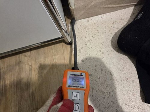 누수탐지 천장 얼룩이 번진 거실 천장의 상태 변화를 비교하는 장면
