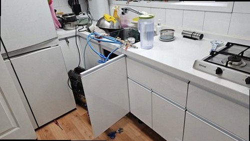 누수탐지 도당동 누수탐지 아파트 싱크대 하부장 누수 처치 전후 정리