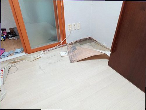 일산서구 누수탐지 천장과 벽면의 물자국 및 변색 상태를 확인하는 모습