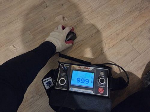 누수탐지 도면 위에 증상 위치와 사용 시간대를 표시해 둔 기록 자료