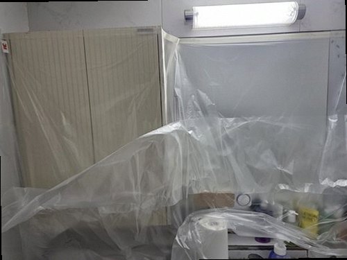 의왕 누수탐지 포일동 원룸 건물 4층 복도 천장 시공 후기 사진