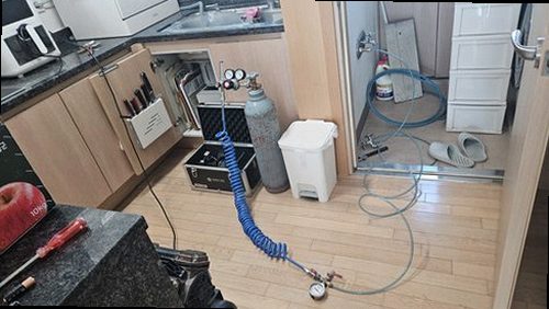 강남구 누수탐지 압구정동 아파트 15층 주방 싱크대 시공 후기 사진