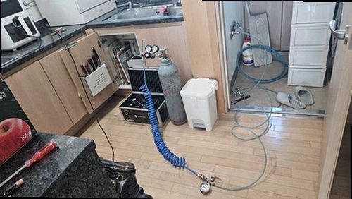 계양구 누수탐지 박촌동 빌라 4층 주방 싱크대 아래 시공 후기 사진