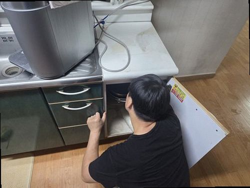 양주 누수탐지 광사동 아파트 10층 주방 싱크대 뒤 시공 후기 사진
