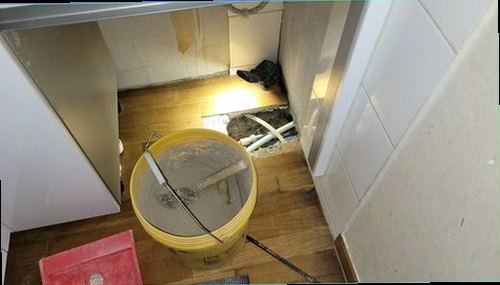 누수탐지 벽면 얼룩과 주변 배관을 확인하는 현장 점검 모습