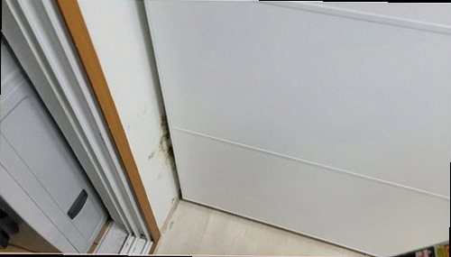 누수탐지 수분 측정 장비로 벽면 상태를 확인하는 장면