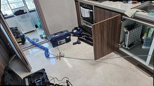 금산군 누수탐지 금성면 상가주택 2층 주방 싱크대 시공 후기 사진