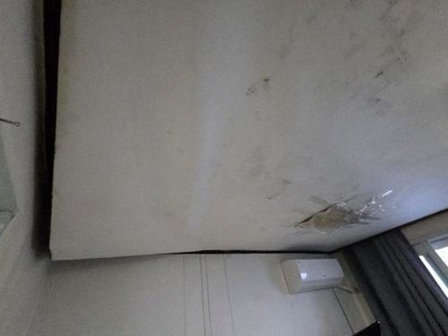 누수탐지 열화상 카메라로 벽면 온도 차이를 확인하는 장면