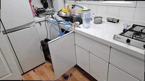 유성구 누수탐지 관평동 오피스텔 9층 주방 아래쪽 시공 후기 사진
