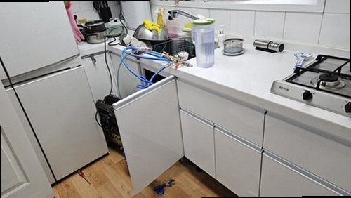 동래구 누수탐지 수안동 아파트 5층 주방 싱크대 아래 시공 후기 사진