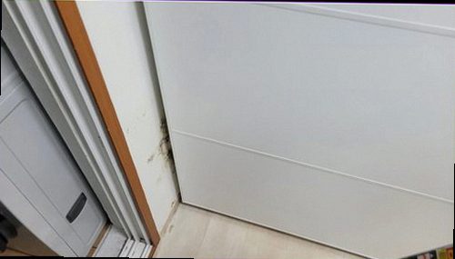 연제구 누수탐지 침실 천장 모서리와 벽지에 번진 누수 흔적을 확인하는 모습