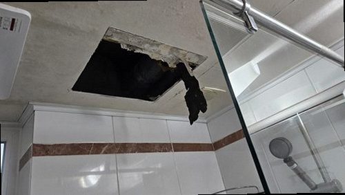 수영구 누수탐지 광안동 상가 2층 천장 안쪽 시공 후기 사진