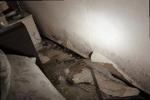 누수탐지 배관 압력 검사와 수분 측정을 진행하는 현장