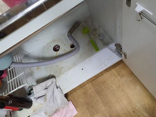 강북구 송천동 하수구막힘 — 트랩에 쌓인 이물질